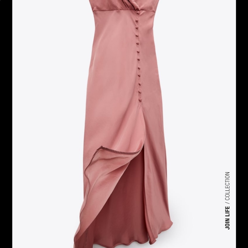 Zara Dusty Rose Slip Midi Dress - Picture 2 of 9